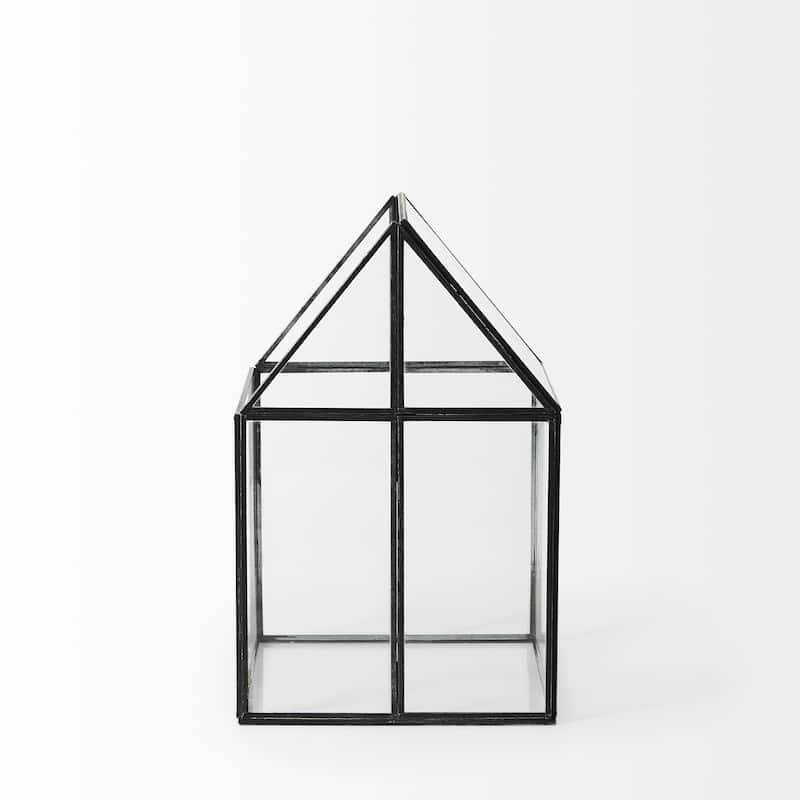 HomeRoots Clear Glass and Metal Terrarium Box