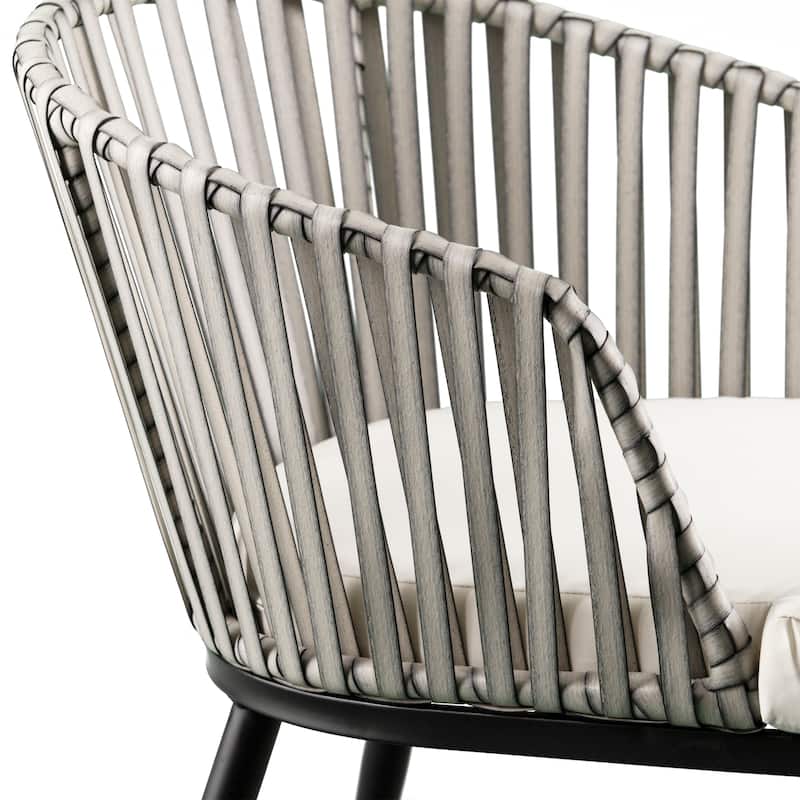 SEI Furniture Millie All-Weather black Metal Gray Wicker Patio Chairs with Cushions and Deep Seating (Set of 2)