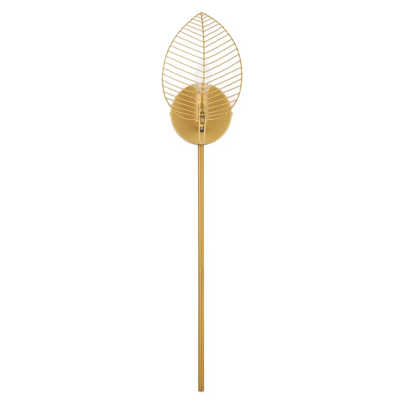 Jaida River of Goods Brushed Gold Metal Leaf Dome Shade Wall Sconce - 6" x 11.25" x 28.75"