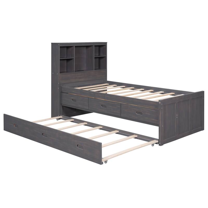 platform bed with Storage Headboard