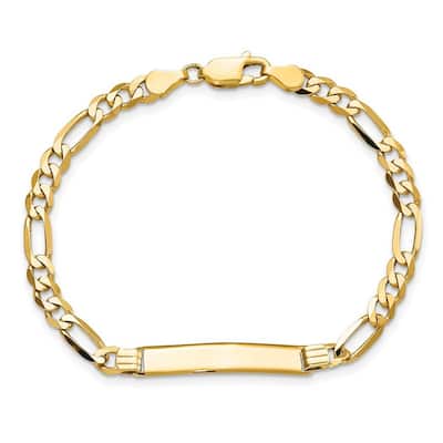 Curata 10k Yellow Gold 6.3mm Engravable Figaro Link ID Bracelet