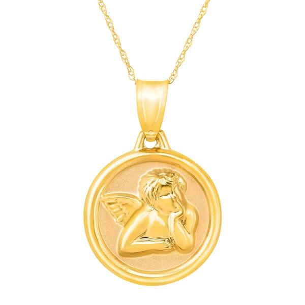 Eternity Gold Guardian Angel Prayer Pendant In 14k Gold Yellow Overstock 13886328