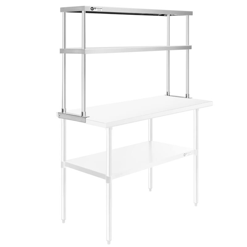 Stainless Steel Double Overshelves for Prep and Work Tables - Silver - 48" x 12"