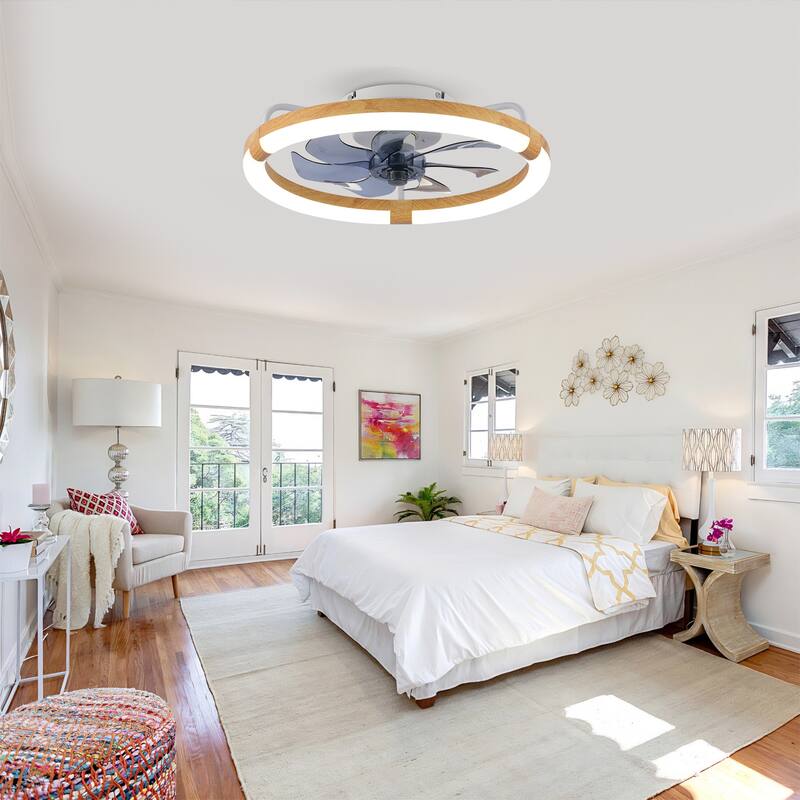 Sofucor 20 Inch Low Profile Ceiling Fan,Dimmable LED Ceiling Fans with Lights and Remote,Modern Flush Mount Fandelier Fans Light