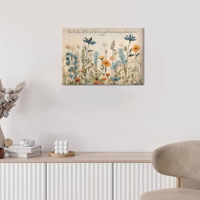 Christian Floral Scripture Canvas Wall Art
