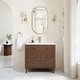 preview thumbnail 1 of 113, Mumbai Bath Vanity without Mirror 36" - Dark Brown Oak - Stone Top