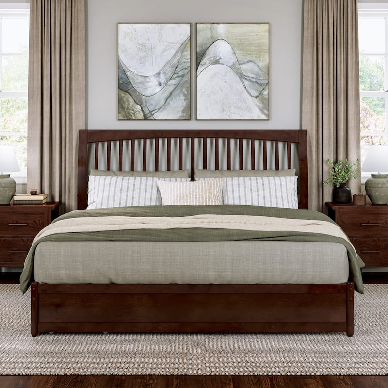 Roslyn Platform Bed with Modern Panel Footboard and Twin XL Trundle