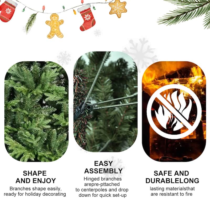 5ft Premium PE & PVC Artificial Christmas Tree, 1419 Realistic Branch Tips, Hinged Metal Stand, Green Holiday Tree
