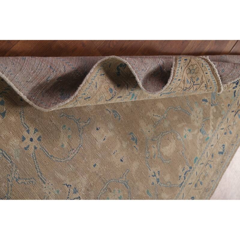 Distressed Mahal Persian Vintage Runner Rug Handmade Wool Carpet - 3'10" x 10'3"