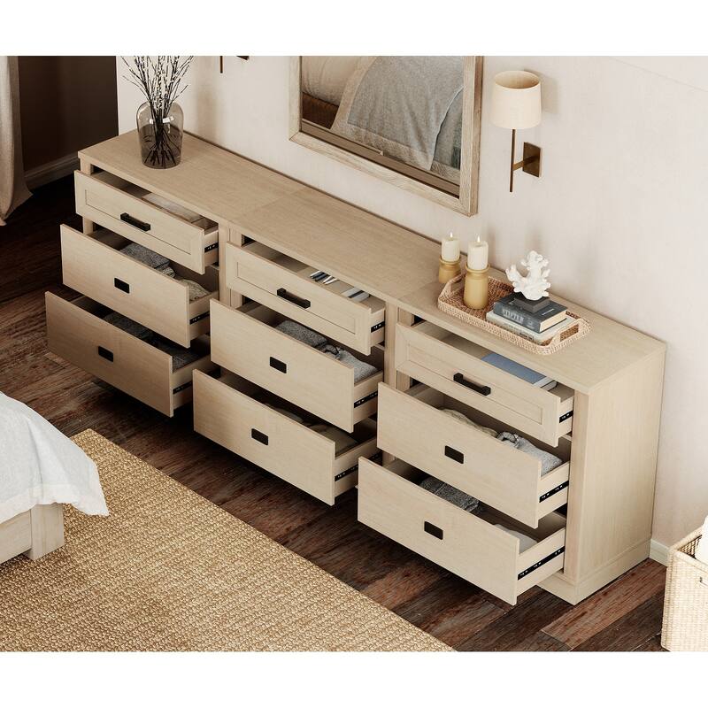 WAMPAT Mid Century Modern Dresser, 31.9" Tall Storage Cabinet with Drawers