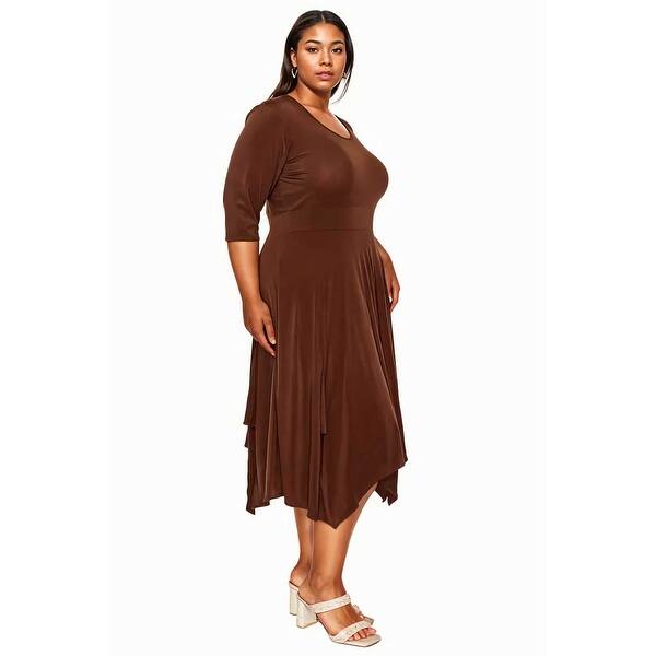 brown rib knit dress Chic & Sleek Rib Knit Sweater Midi Dress L main image 1