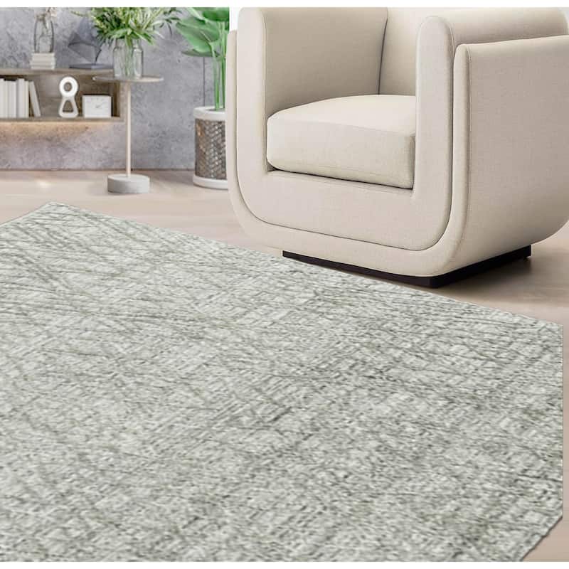Hand Made Loop n Cut Pile 100% Wool Modern Oriental Area Rug Gray - 4' x 5' 11''