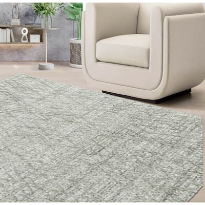Hand Made Loop n Cut Pile 100% Wool Modern Oriental Area Rug Gray - 4' x 5' 11''