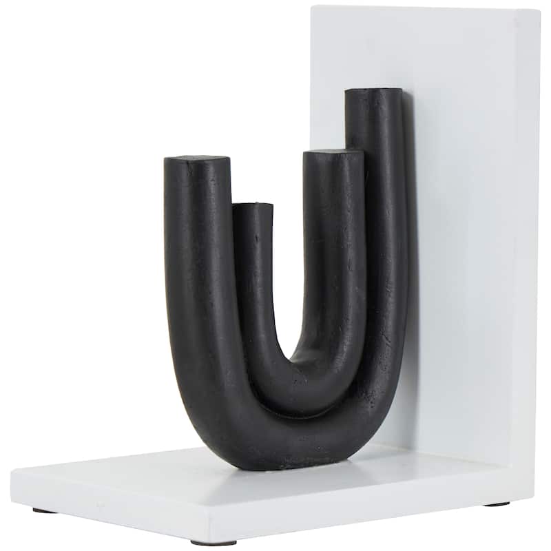 CosmoLiving by Cosmopolitan Black or White Wooden Bookends with White or Black Stands (Set of 2)