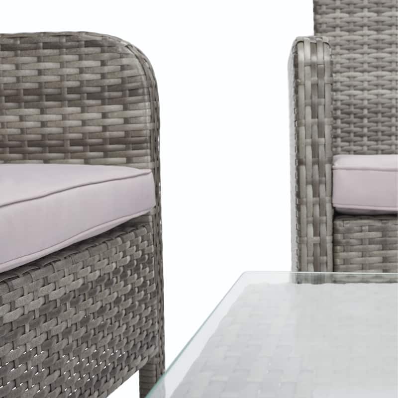 SAFAVIEH Outdoor Aboka Wicker/ Steel 4-piece Patio Conversation Set
