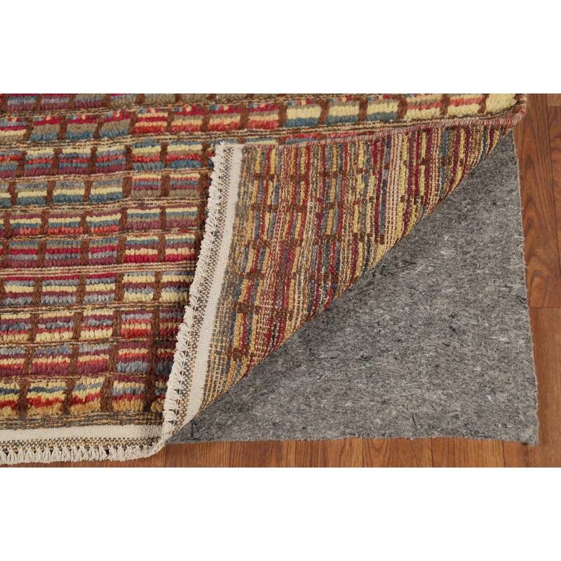 All-Over Checkered Moroccan Modern Area Rug Hand-Knotted Wool Carpet - 7'10"x 10'2"