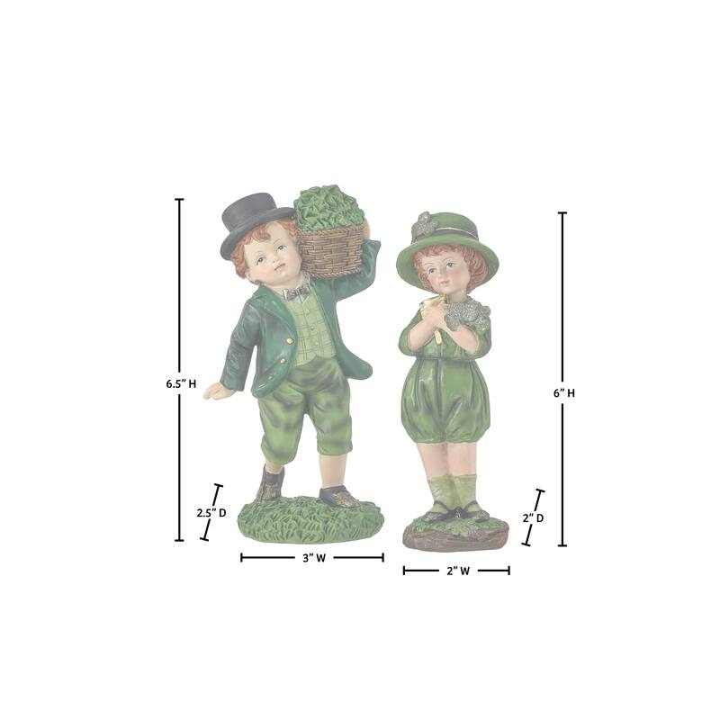 6.5" Resin Irish Boy Statue Set of 2