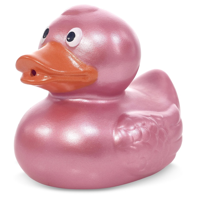 DolliBu Metallic Rose Gold Duck Bath Buddy Squirter For Toddlers - Rose Gold - 2.7Lx2.2Wx2.3H inches