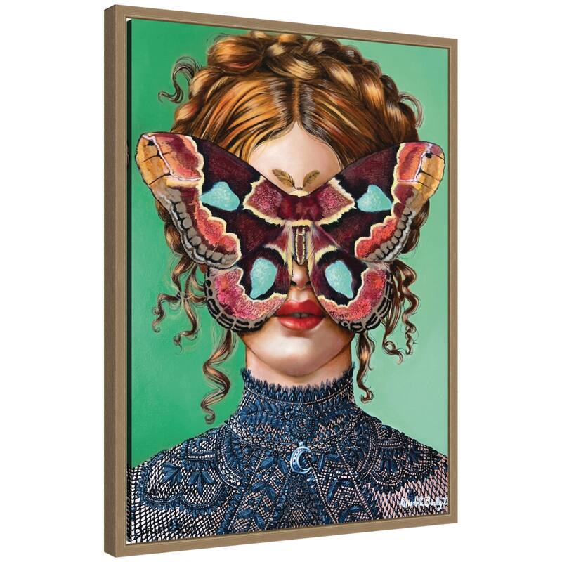 Kate and Laurel Forest Witch by Charlotte Brindley Framed Canvas Wall Art Print - 18x24 - Gold