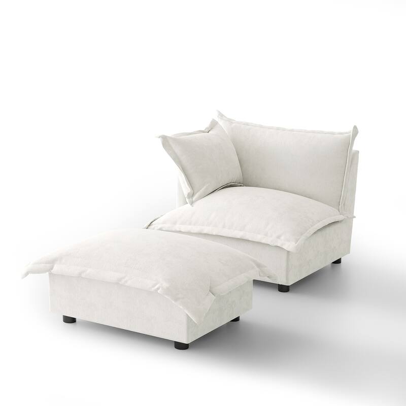 Casual 40"W Oversized Soft Comfy Cloud Chenille Chaise Lounge with Ottoman