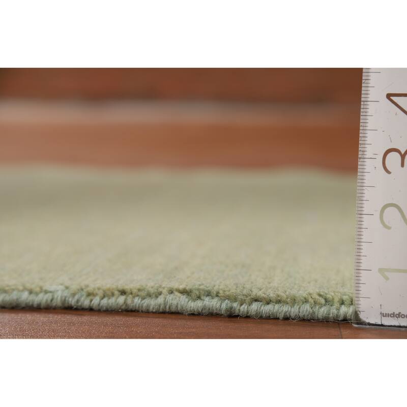 Green Modern Gabbeh Oriental Foyer Rug Hand-Knotted Wool Carpet - 2'7"x 4'1"