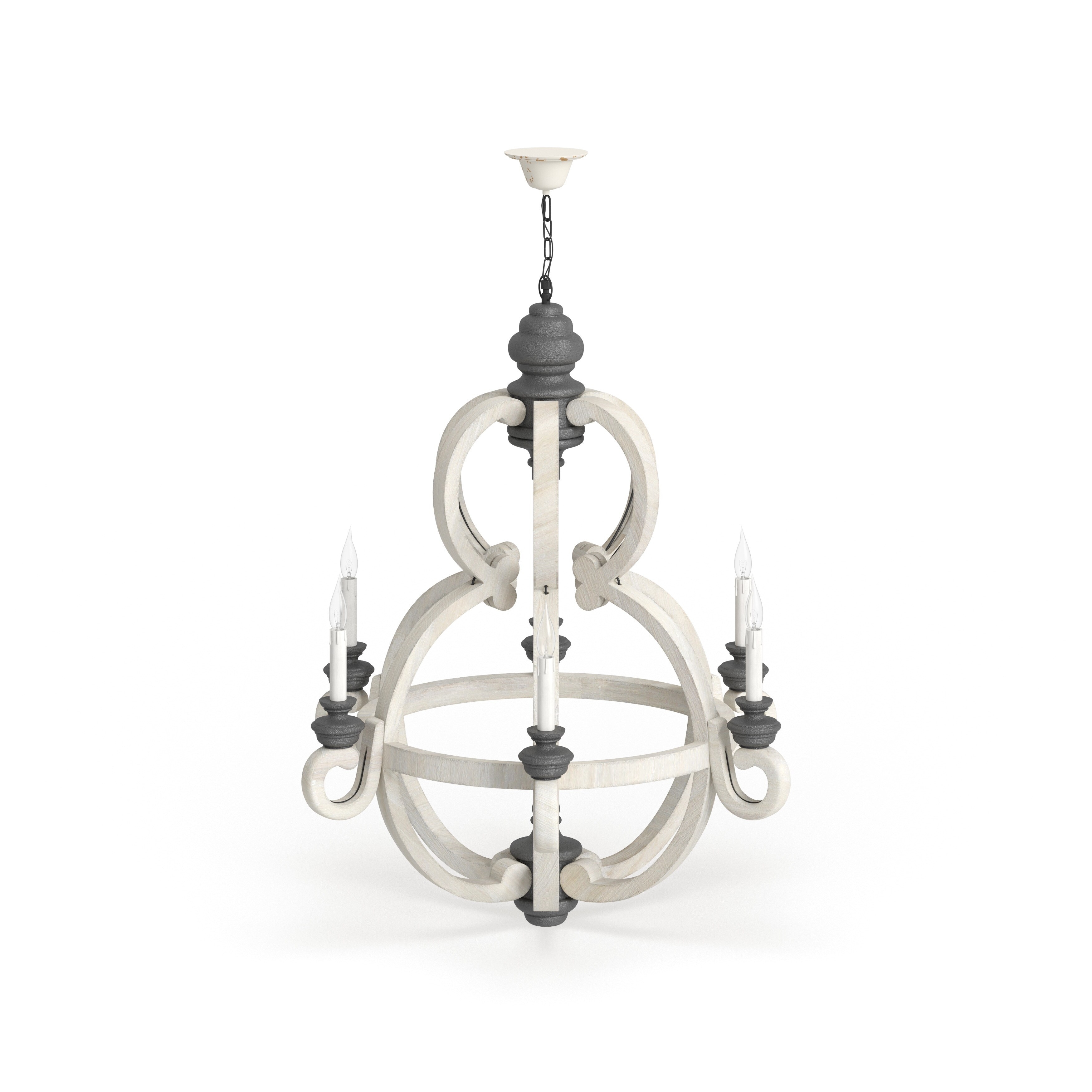 White Wood Rustic Chandelier 36 x 33 x 33 - 33 x 33 x 36