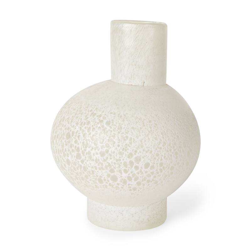 Heket Short White Glass Vase - Small - White