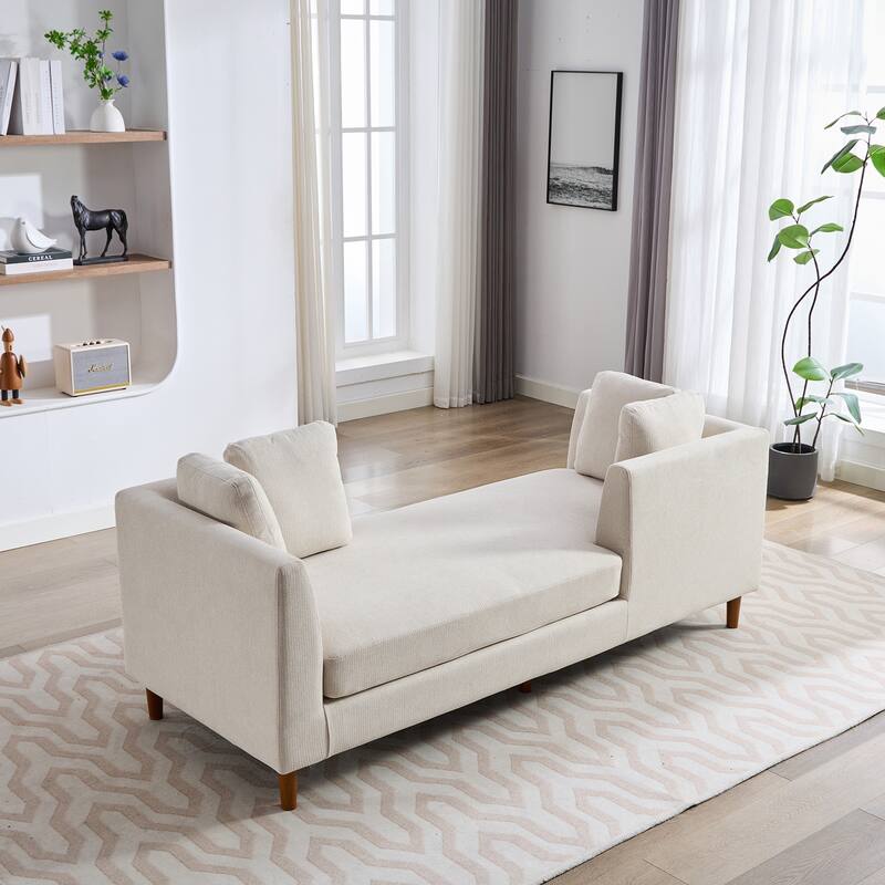 Wide Modern Double-Sided Upholstered Chaise Lounge