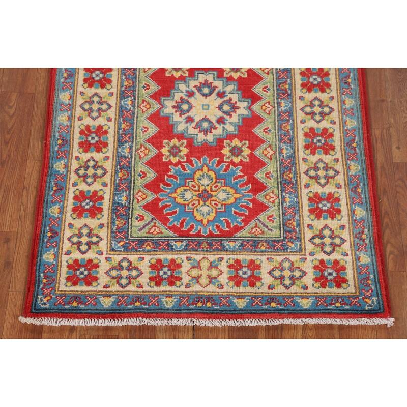 Red Traditional Kazak Rug Handmade Wool Carpet - 2'9" x 4'0"