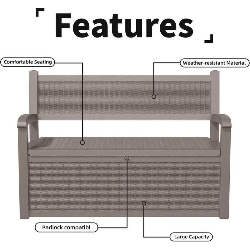 All-Weather Resin Storage Bench with Lockable Hidden Compartment - Rattan-Look Design, 500 lbs Capacity, 70-Gallon Storage
