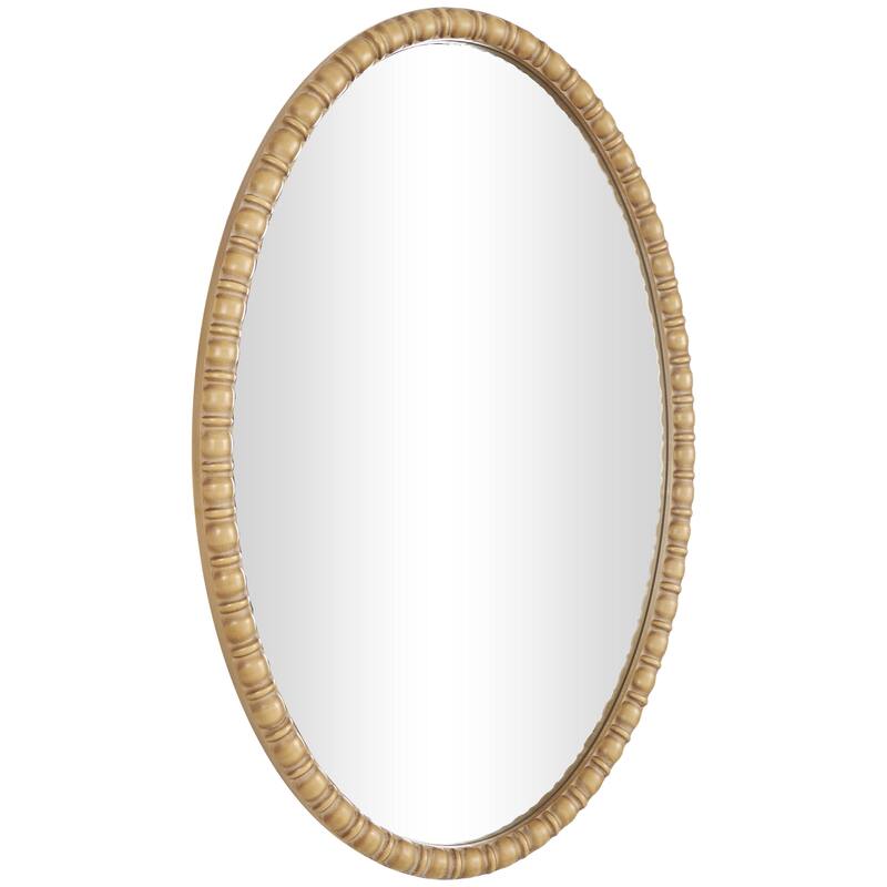 Wooden Room Wall Mirror with Beaded Inspired Frame - Brown - Roche River Decor