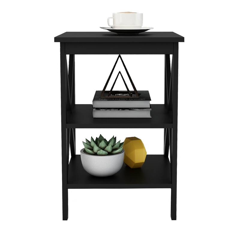 Oxford Small Side Table with UV Lacquered Surface and X-Leg Design, Ideal for Living Room Use