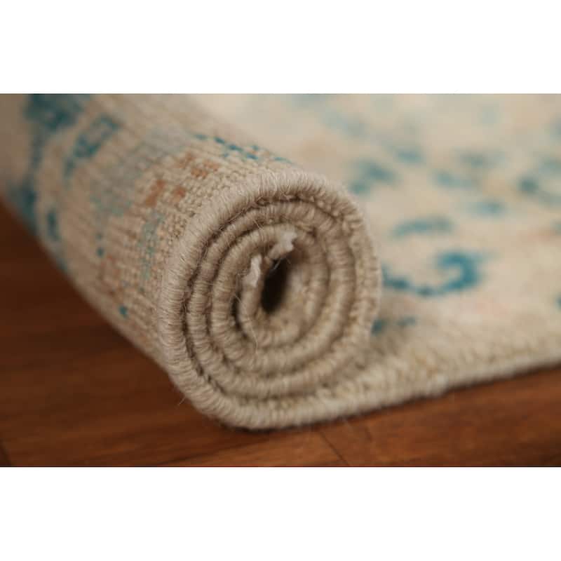 Hand Knotted Oriental 100% Wool Carpet Transitional Floral Beige & Ivories Oushak Area Rug - 2' 11'' X 2' 0''