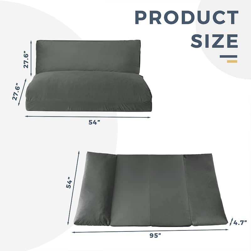 Bean Bag Bed Folding Sofa Bed Floor Mattress - Grey - Large