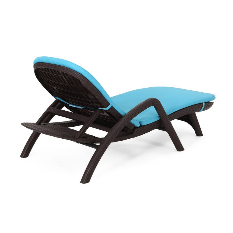 Outdoor Chaise Lounge Chair with Cushion, Adjustable Backrest Recliner Sun Lounger
