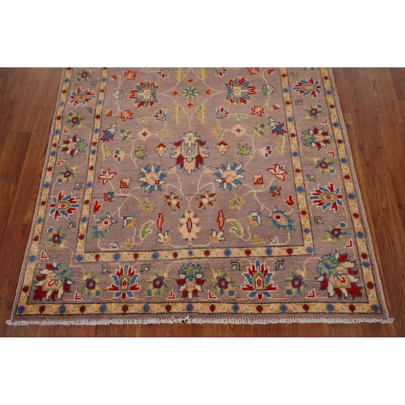 Brown Floral Oushak Oriental Accent Rug Hand-Knotted Wool Carpet - 3'4" x 5'2"