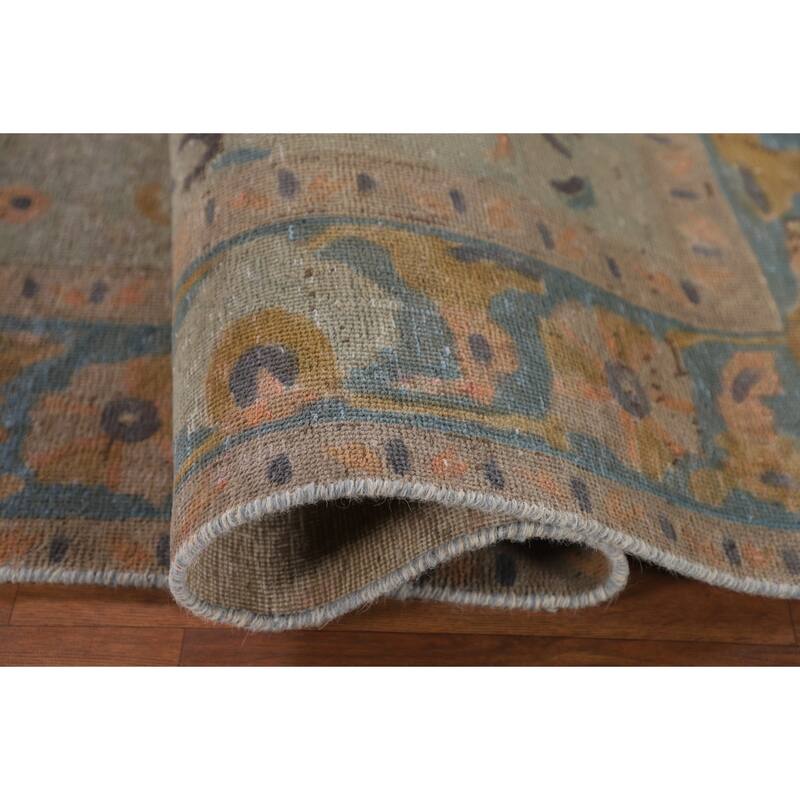 Distressed Over-Dyed Tabriz Antique Area Rug Handmade Wool Carpet - 6'3"x 9'11"