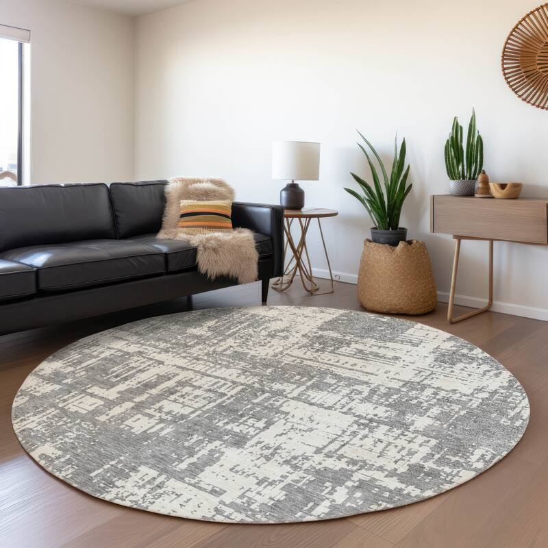 Premium Washable Super Soft Abstract Pixel Mayfield Rug - Gray - 8' x 8'
