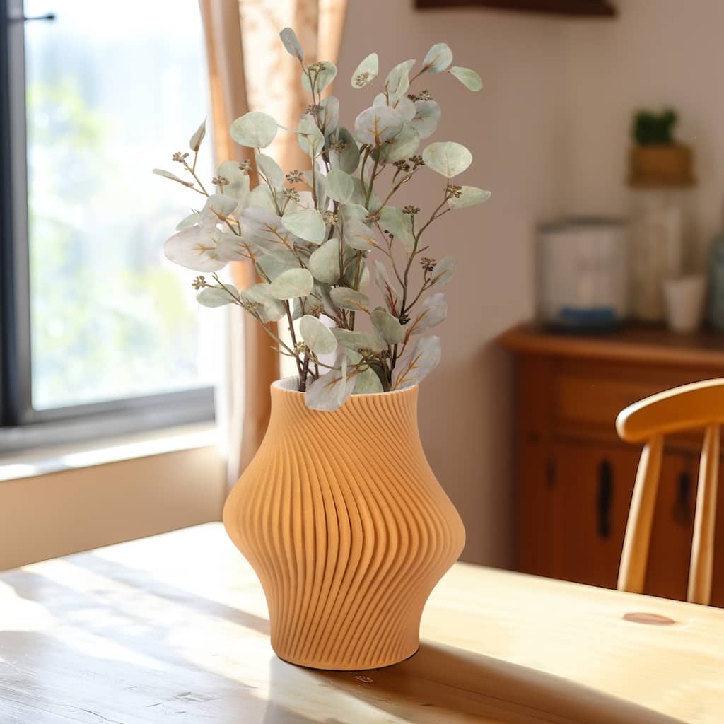 Sagebrook Home Seymour 3D Printed Vase, Apple Cinnamon, Novelty