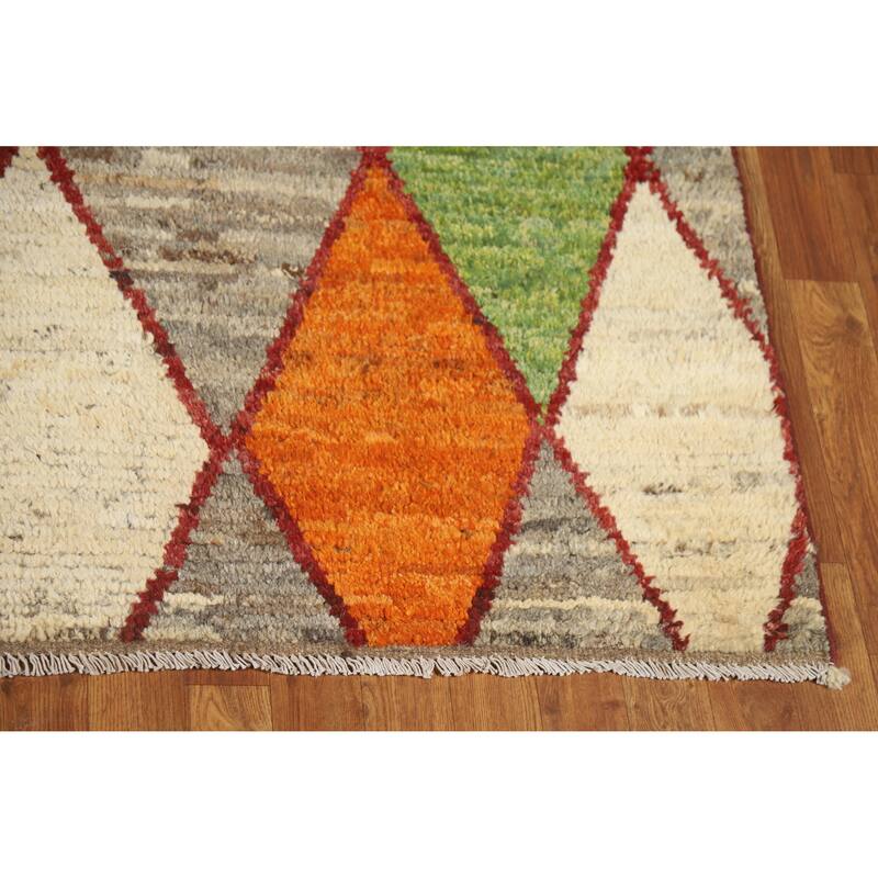 Geometric Moroccan Oriental Area Rug Handmade Multi-Color Wool Carpet - 7'2" x 10'0"
