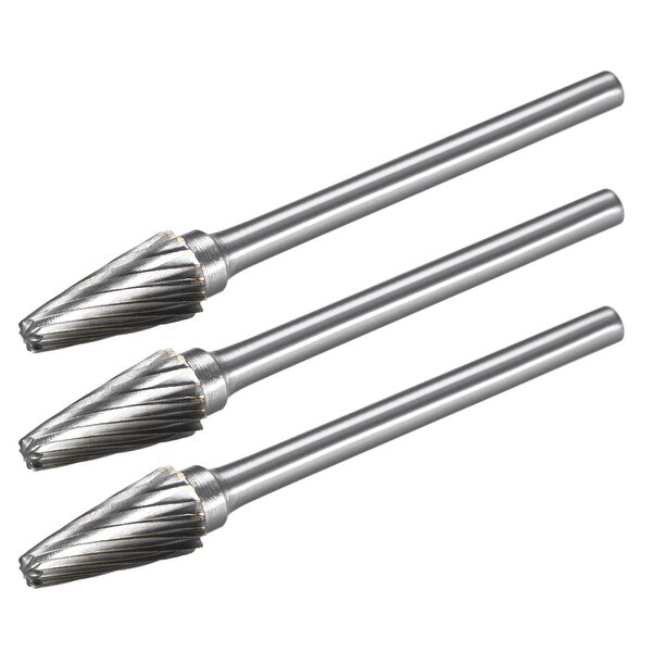 Tungsten Carbide Single Cut Rotary File Radius Cone Shape with 1/8" Shank 3pcs - Radius Cone Shape - 1/8"x1/4" 3pcs