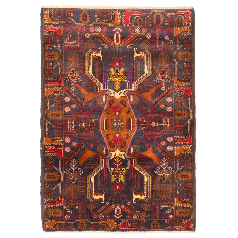 ECARPETGALLERY Hand-knotted Teimani Dark Navy Wool Rug - 3'0 x 4'5