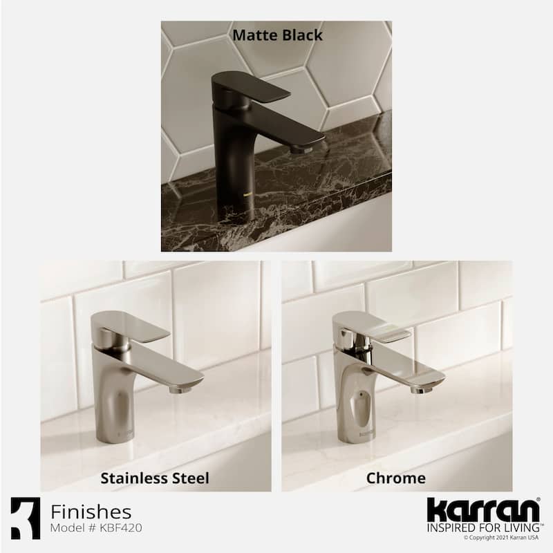 Karran Kayes single Hole Single Handle Basin Bathroom Faucet with Matching Pop-up Drain