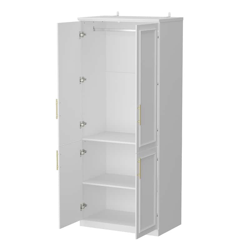 74.8"H Large Modular Wardrobe Cloest Armoire Cabinet Glass Door