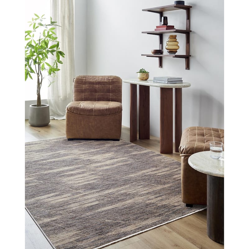 Livabliss Casual Usonia Abstract Area Rug - 3'2" x 10' - Gray/Brown