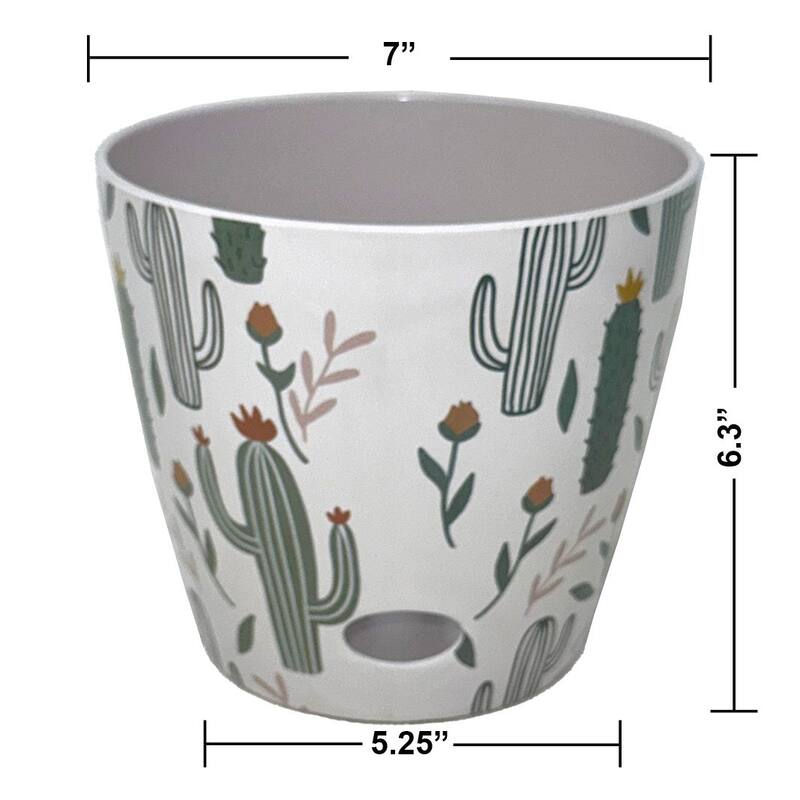 7" Round Self-Watering Indoor/Outdoor Bamboo Pots