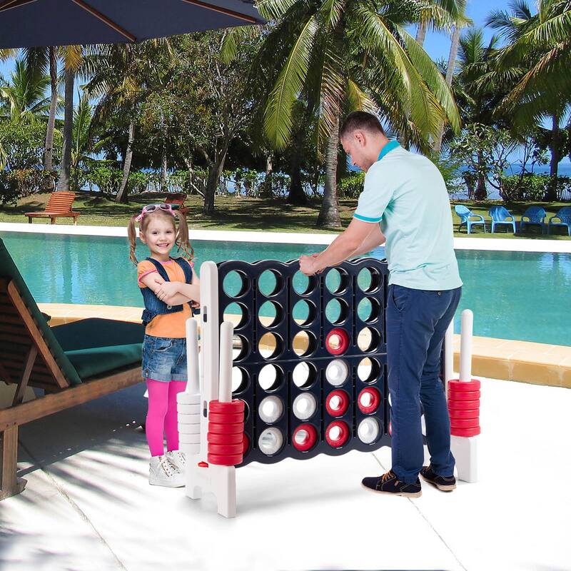 Gymax 4 in A Row Jumbo 4-to-Score Game Set Kids Adults w/ 42 Jumbo