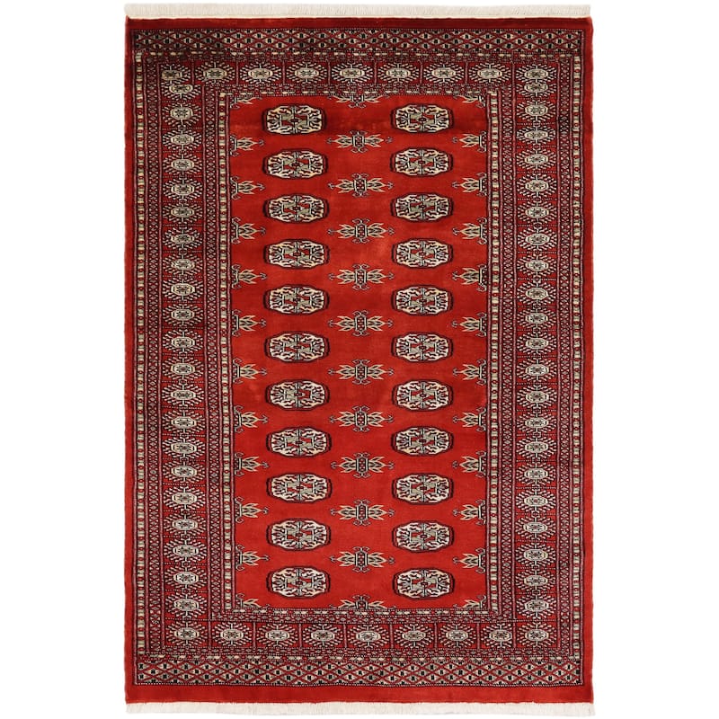 Rustic Bokhara Dulce Rust Beige Hand Knotted Rug - 3'11'' x 5'9''