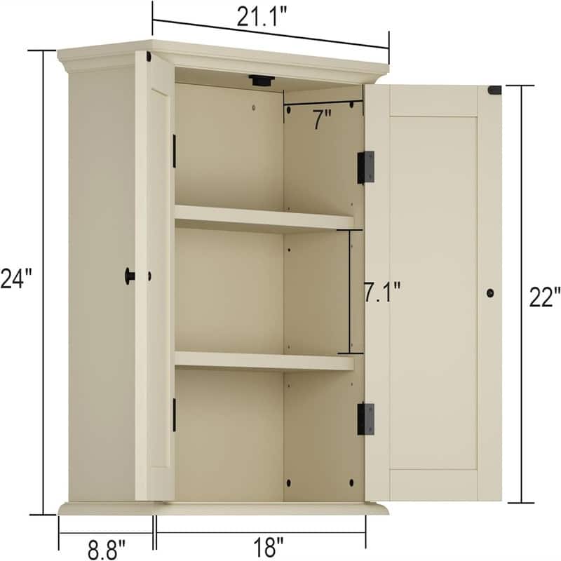 Bathroom Wall Cabinet - 8"D x 21.1"W x 24"H