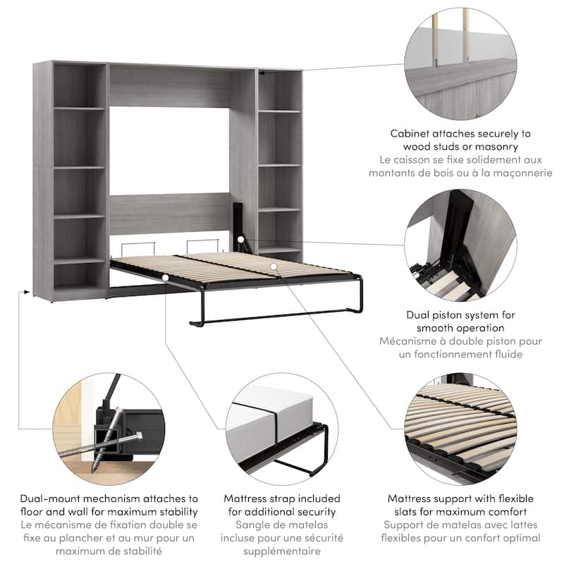 Claremont Full Murphy Bed with Closet Organizers (99W) by Bestar